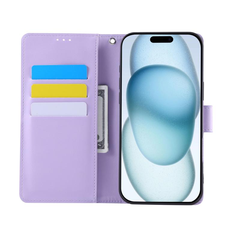 For iPhone 15 Plus / 14 Plus Rose Flower Embossed 3-Card Slots Leather Phone Case