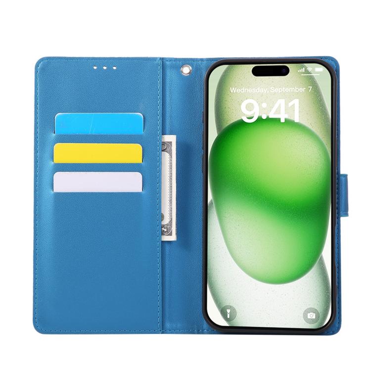 For iPhone 17 Pro Max Rose Flower Embossed 3-Card Slots Leather Phone Case