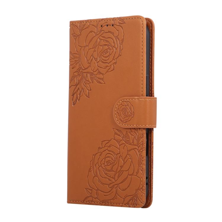 For iPhone Air Rose Flower Embossed 3-Card Slots Leather Phone Case
