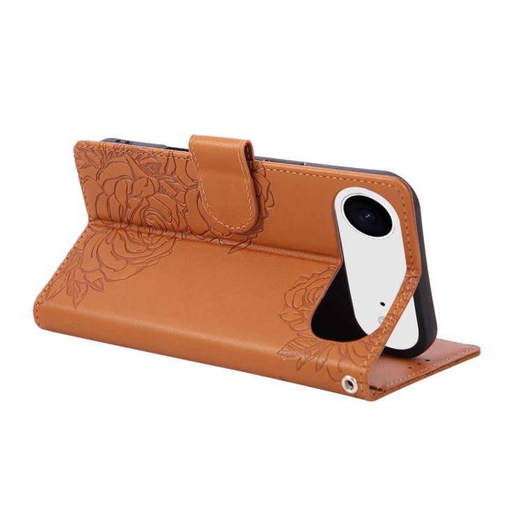 For iPhone Air Rose Flower Embossed 3-Card Slots Leather Phone Case
