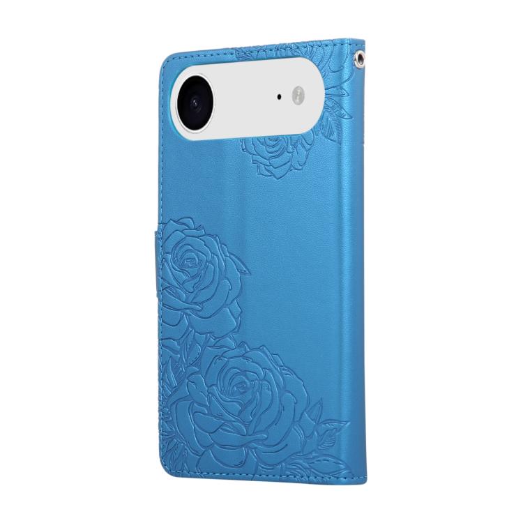 For iPhone Air Rose Flower Embossed 3-Card Slots Leather Phone Case