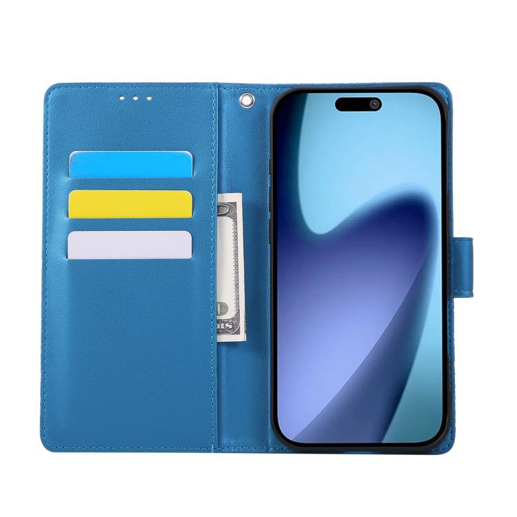 For iPhone Air Rose Flower Embossed 3-Card Slots Leather Phone Case