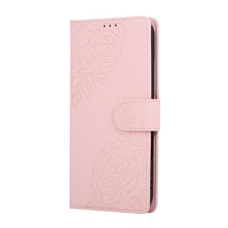 For iPhone Air Rose Flower Embossed 3-Card Slots Leather Phone Case
