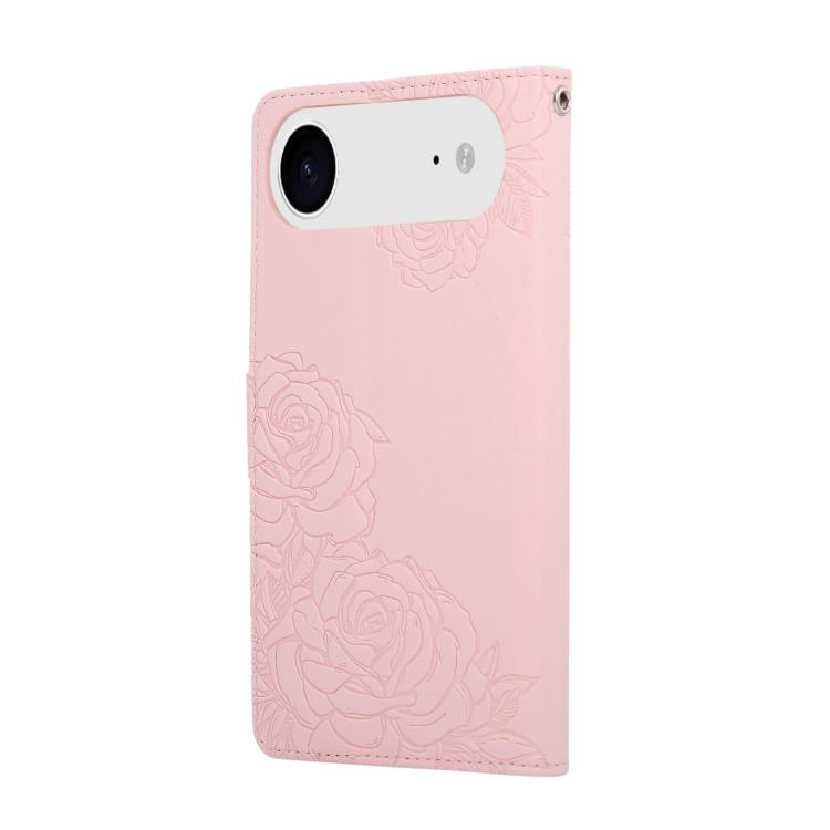 For iPhone Air Rose Flower Embossed 3-Card Slots Leather Phone Case