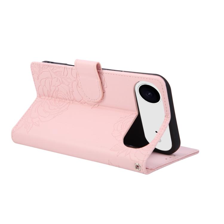 For iPhone Air Rose Flower Embossed 3-Card Slots Leather Phone Case