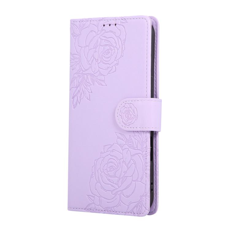 For iPhone Air Rose Flower Embossed 3-Card Slots Leather Phone Case