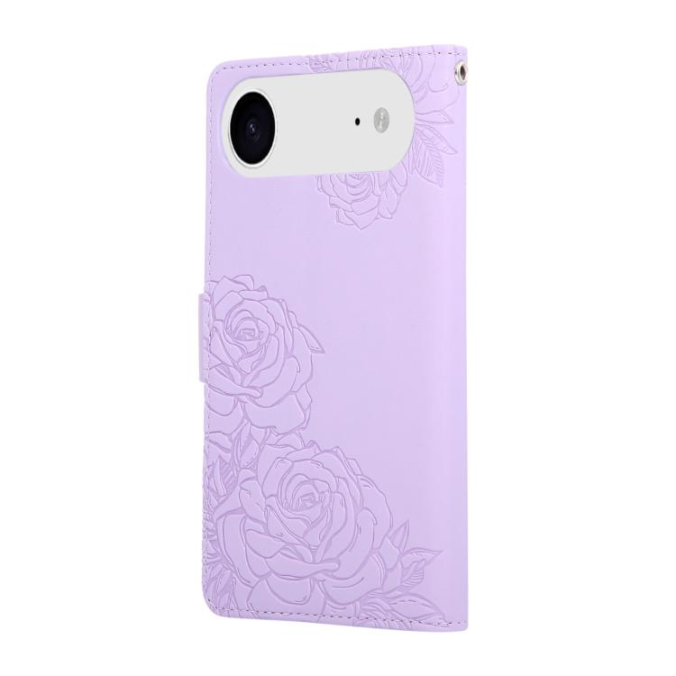 For iPhone Air Rose Flower Embossed 3-Card Slots Leather Phone Case