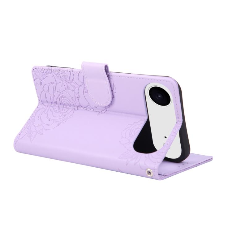 For iPhone Air Rose Flower Embossed 3-Card Slots Leather Phone Case