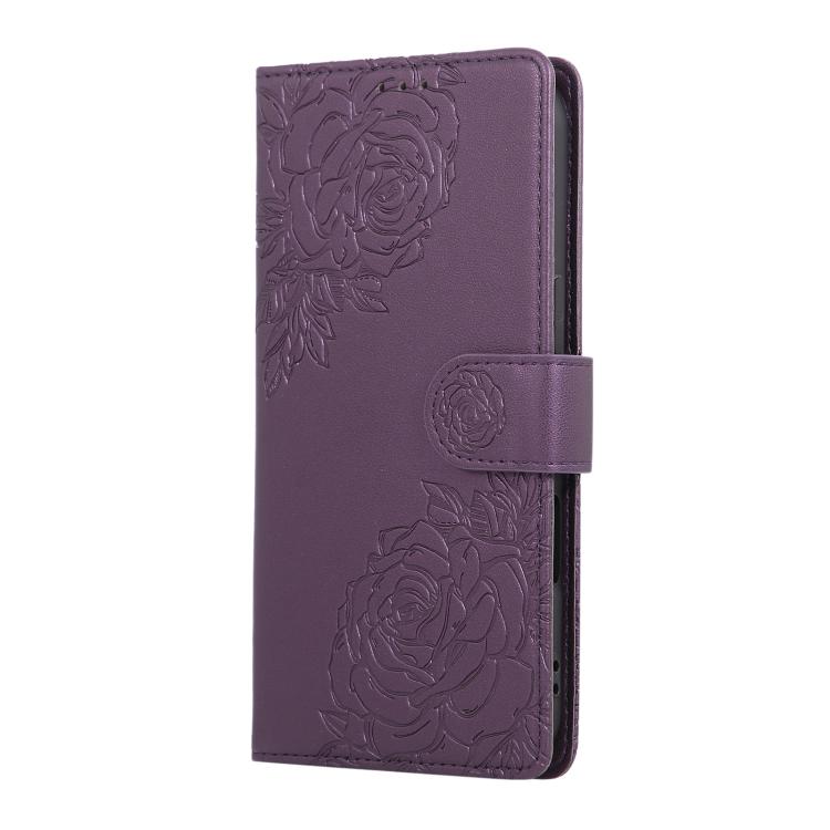 For iPhone Air Rose Flower Embossed 3-Card Slots Leather Phone Case