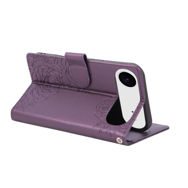 For iPhone Air Rose Flower Embossed 3-Card Slots Leather Phone Case