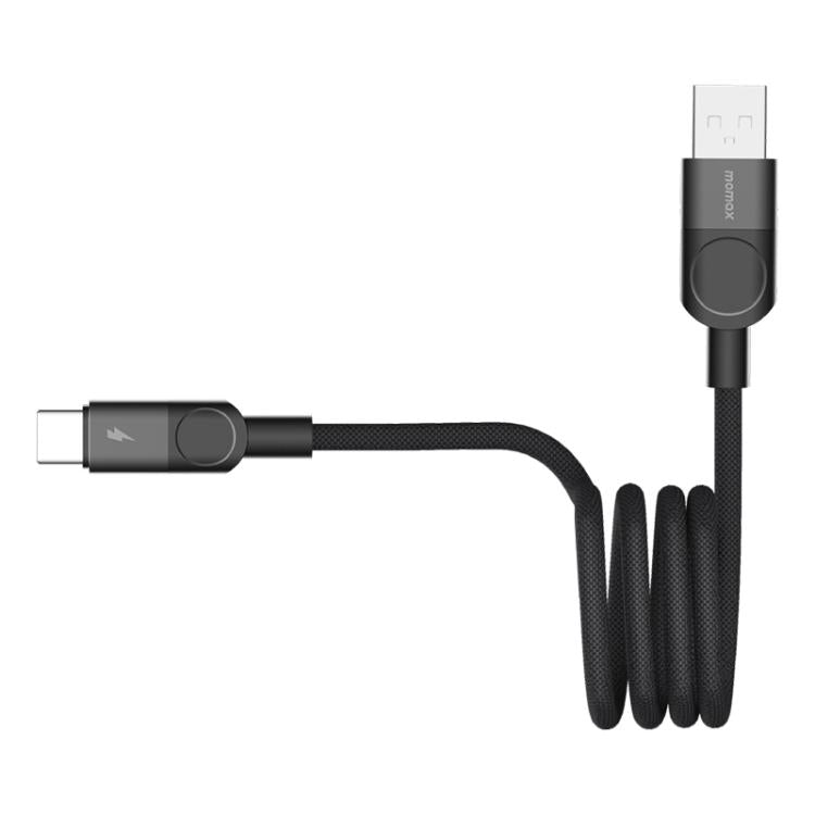 MOMAX Mag.Link DA57 66W USB to USB-C / Type-C Magnetic Braided Fast Charging Cable, Length:1m - Black