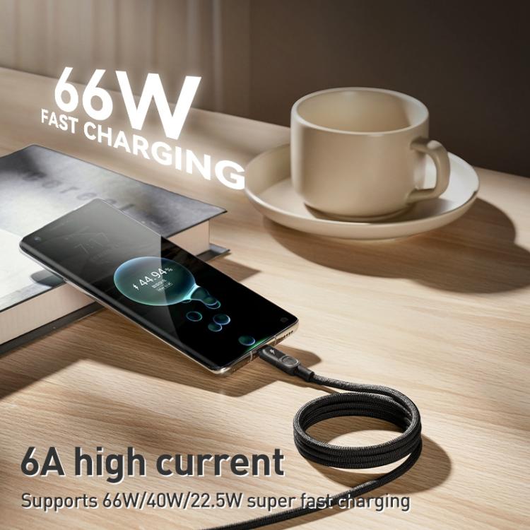 MOMAX Mag.Link DA57 66W USB to USB-C / Type-C Magnetic Braided Fast Charging Cable, Length:1m - Black