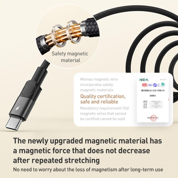 MOMAX Mag.Link DA57 66W USB to USB-C / Type-C Magnetic Braided Fast Charging Cable, Length:1m - Black