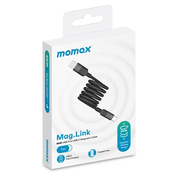 MOMAX Mag.Link DA57 66W USB to USB-C / Type-C Magnetic Braided Fast Charging Cable, Length:1m - Black