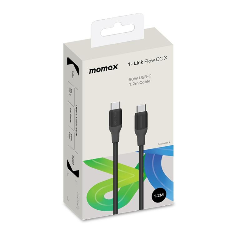 MOMAX DC23 1-Link Flow CC X 60W USB-C / Type-C to USB-C / Type-C Fast Charging Cable, Length:1.2m