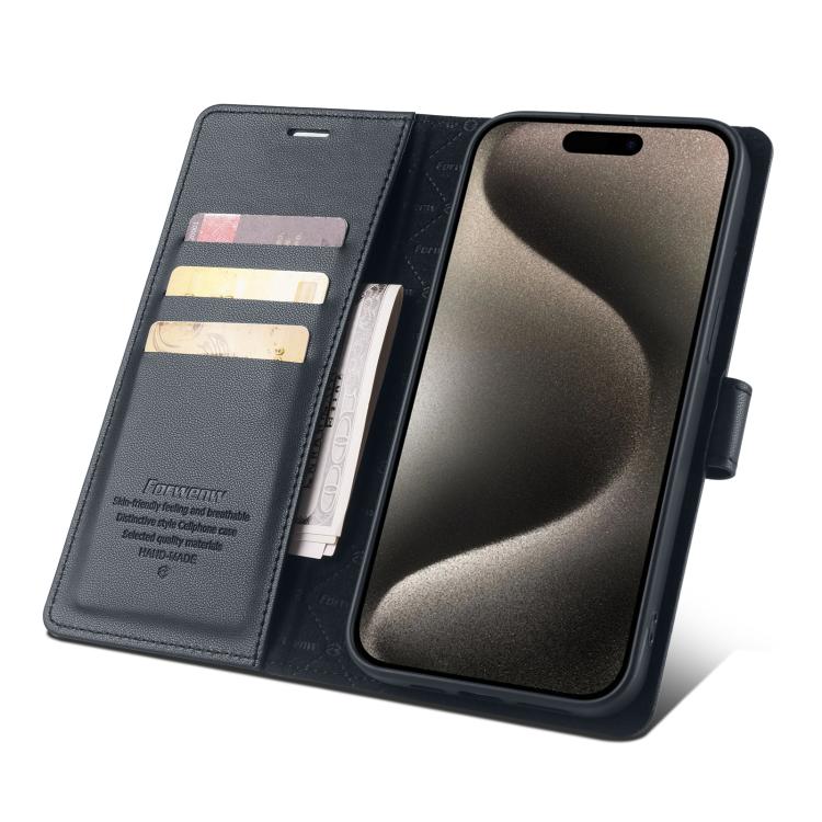For iPhone 15 Pro Max Forwenw F6 Series RFID Leather Phone Case