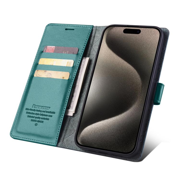 For iPhone 14 Pro Max Forwenw F6 Series RFID Leather Phone Case
