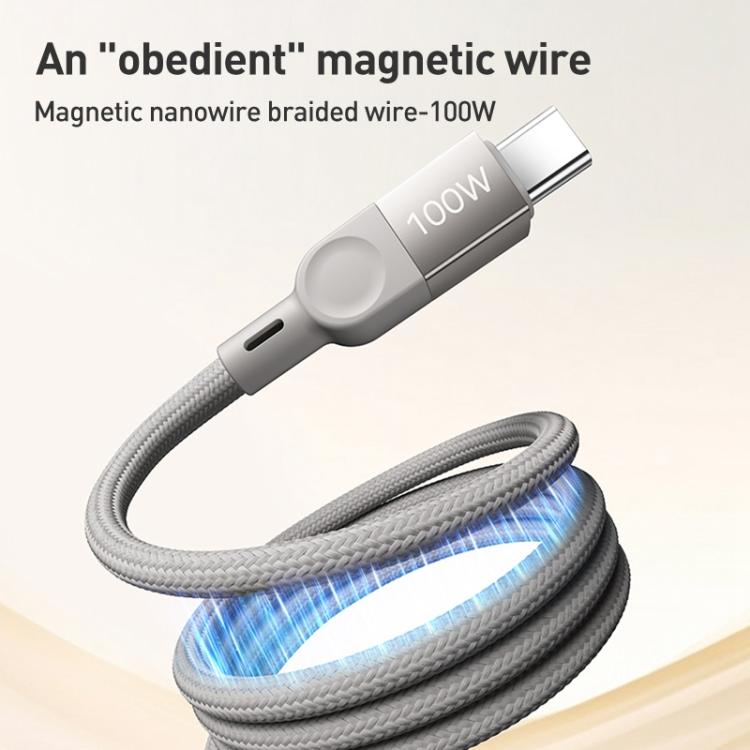 MOMAX DC35 100W USB-C / Type-C to USB-C / Type-C Magnetic Braided Data Cable, Length:1m
