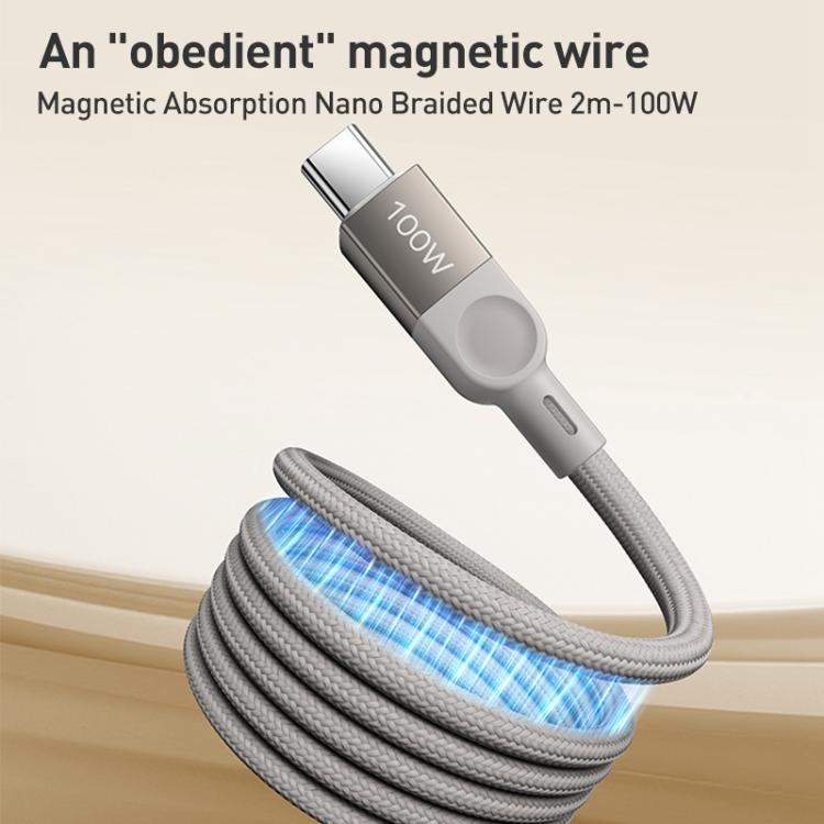 MOMAX DC36 100W USB-C / Type-C to USB-C / Type-C Magnetic Braided Data Cable, Length:2m