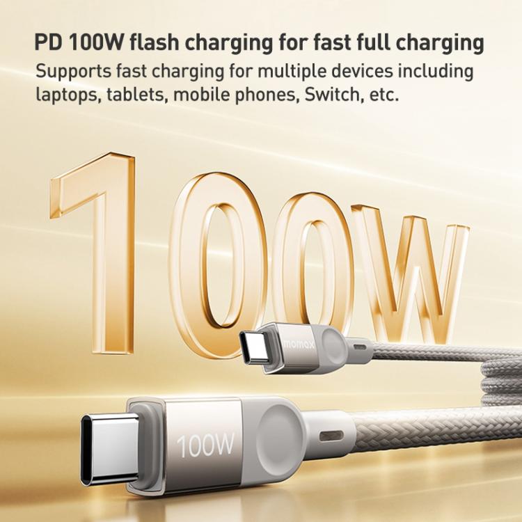 MOMAX DC36 100W USB-C / Type-C to USB-C / Type-C Magnetic Braided Data Cable, Length:2m