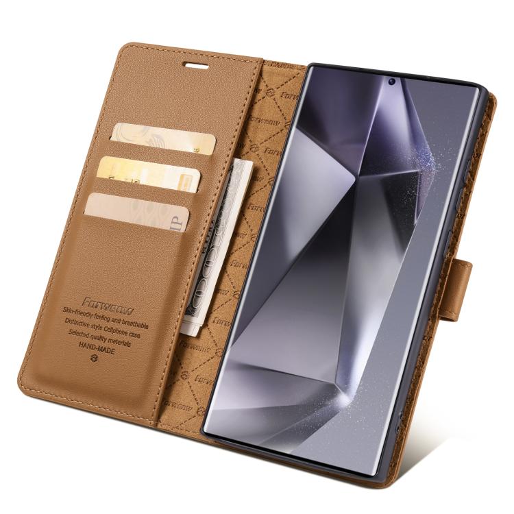For Samsung Galaxy S22 Ultra 5G Forwenw F6 Series RFID Leather Phone Case