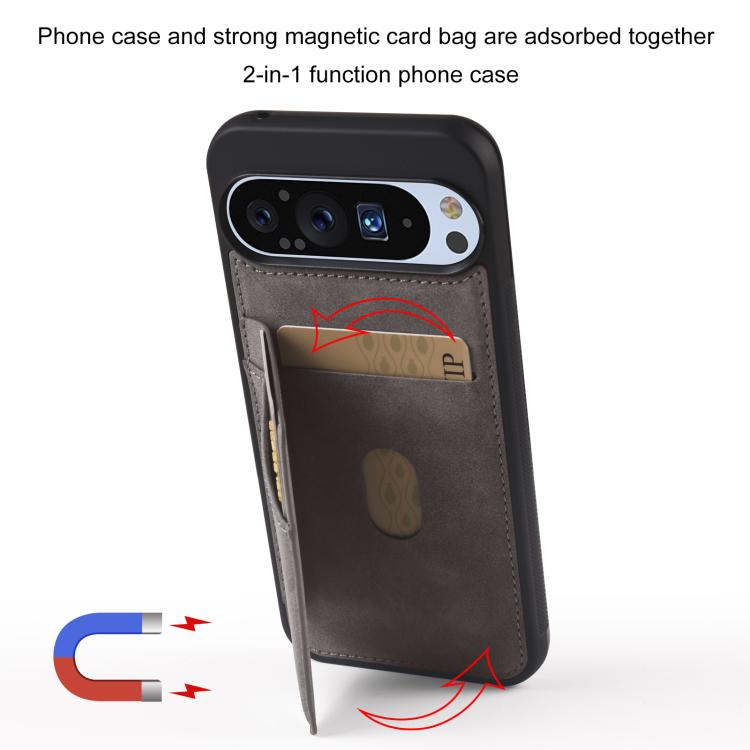 For Google Pixel 9 Pro XL Forwenw F8 Series 2 in 1 Magnetic Card Slot Leather Phone Case