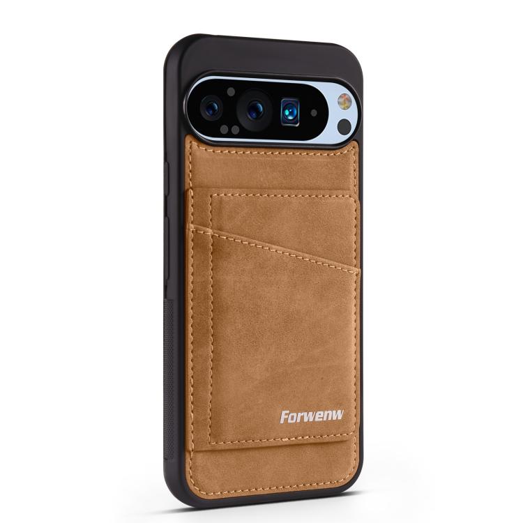 For Google Pixel 9 Pro XL Forwenw F8 Series 2 in 1 Magnetic Card Slot Leather Phone Case