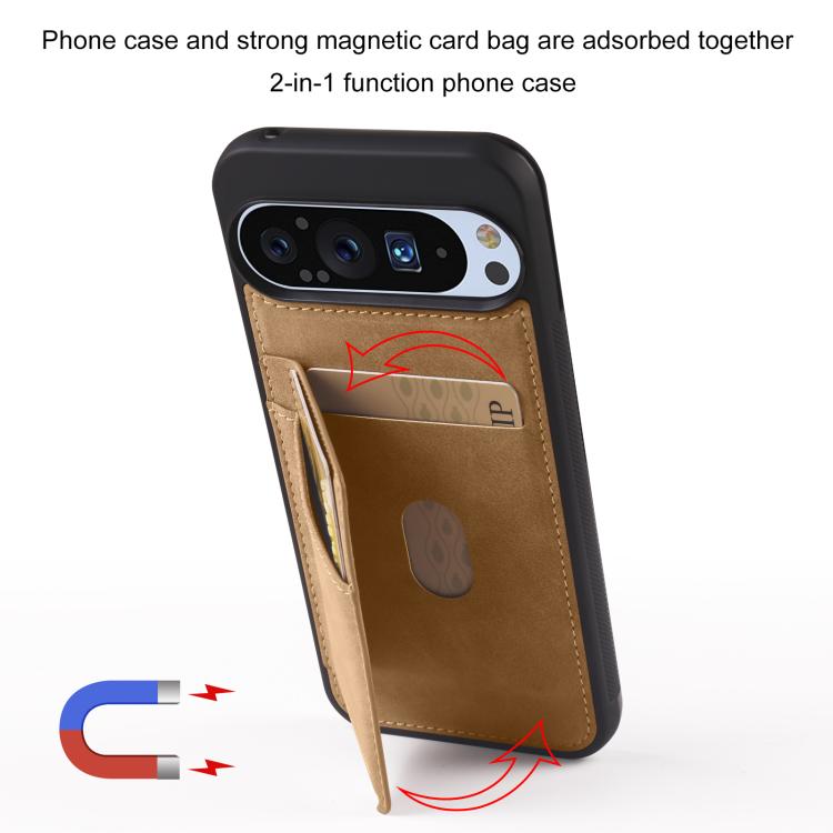 For Google Pixel 9 Pro XL Forwenw F8 Series 2 in 1 Magnetic Card Slot Leather Phone Case