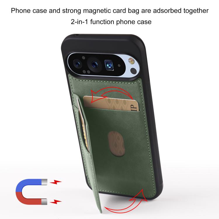 For Google Pixel 9 Pro XL Forwenw F8 Series 2 in 1 Magnetic Card Slot Leather Phone Case