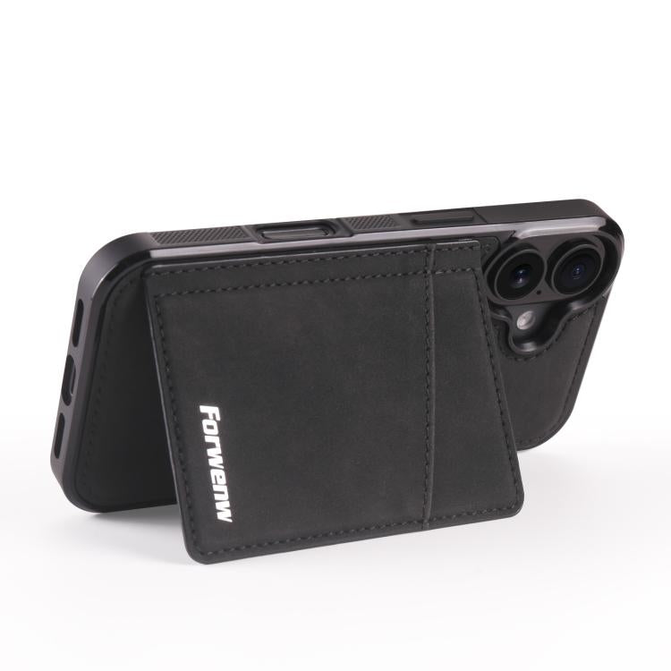 For iPhone 16 Forwenw F8 Series 2 in 1 Magnetic Card Slot Leather Phone Case