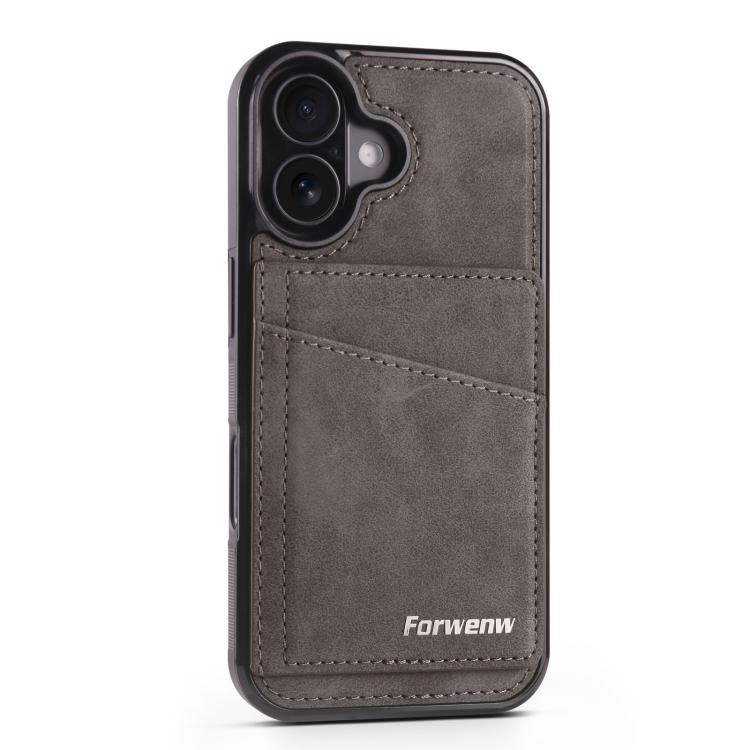 For iPhone 16 Forwenw F8 Series 2 in 1 Magnetic Card Slot Leather Phone Case