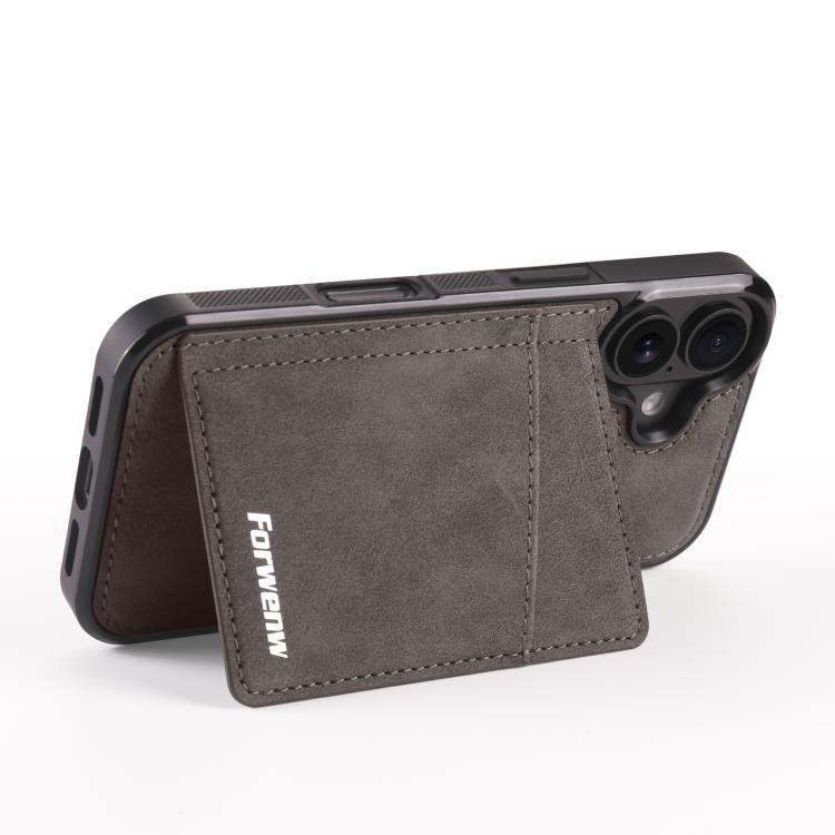 For iPhone 16 Forwenw F8 Series 2 in 1 Magnetic Card Slot Leather Phone Case