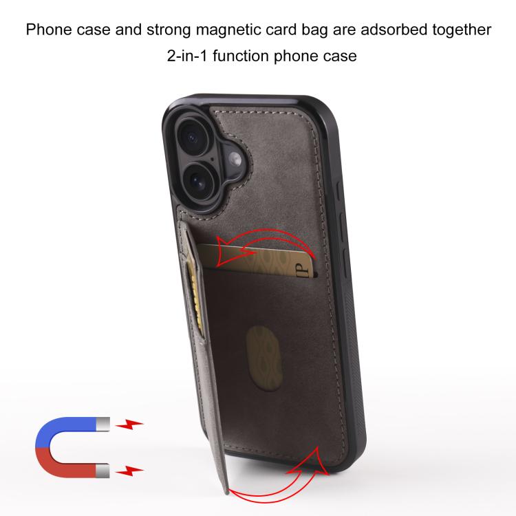 For iPhone 16 Forwenw F8 Series 2 in 1 Magnetic Card Slot Leather Phone Case