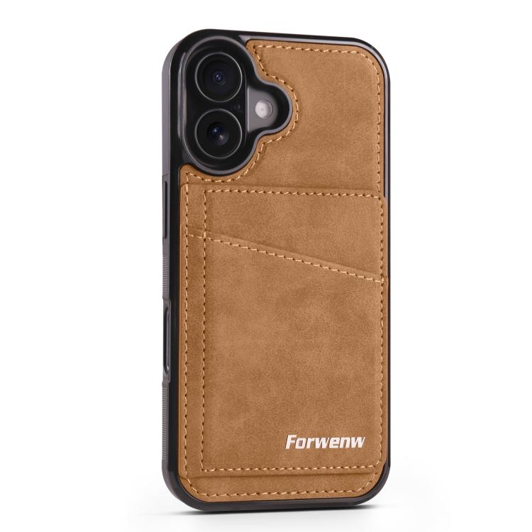 For iPhone 16 Forwenw F8 Series 2 in 1 Magnetic Card Slot Leather Phone Case