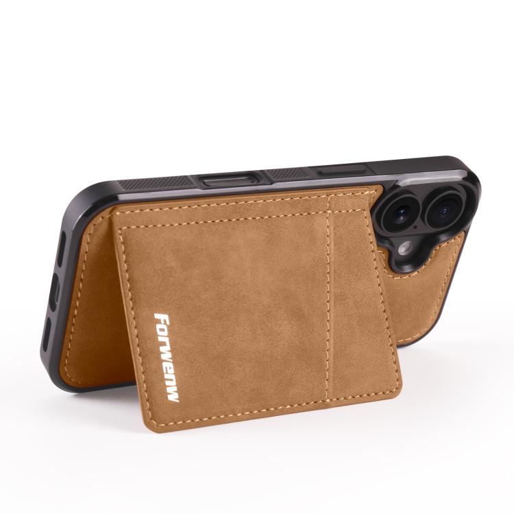 For iPhone 16 Forwenw F8 Series 2 in 1 Magnetic Card Slot Leather Phone Case