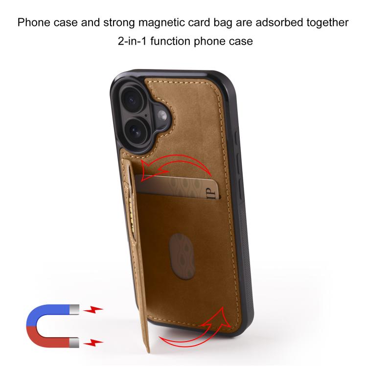 For iPhone 16 Forwenw F8 Series 2 in 1 Magnetic Card Slot Leather Phone Case