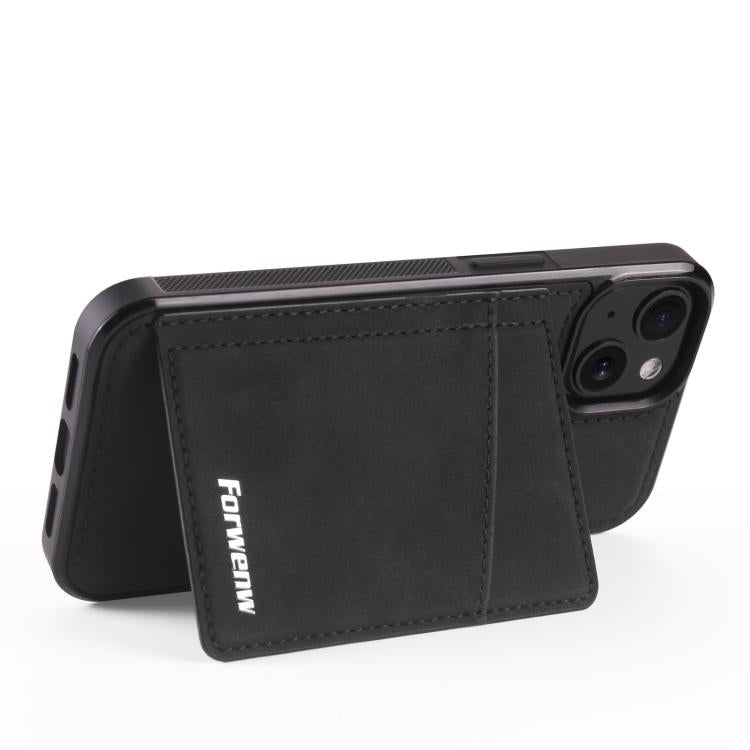 For iPhone 15 Forwenw F8 Series 2 in 1 Magnetic Card Slot Leather Phone Case