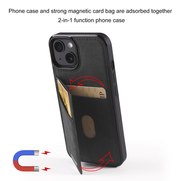 For iPhone 15 Forwenw F8 Series 2 in 1 Magnetic Card Slot Leather Phone Case