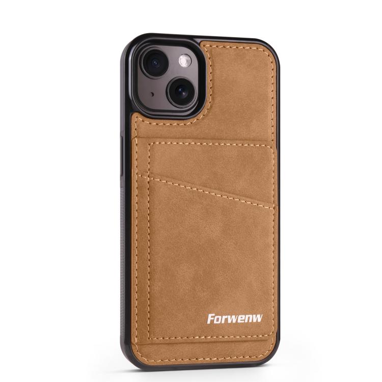 For iPhone 15 Forwenw F8 Series 2 in 1 Magnetic Card Slot Leather Phone Case
