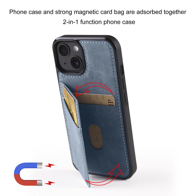 For iPhone 15 Forwenw F8 Series 2 in 1 Magnetic Card Slot Leather Phone Case