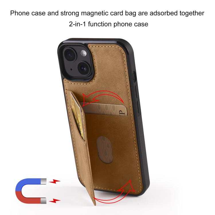 For iPhone 14 Forwenw F8 Series 2 in 1 Magnetic Card Slot Leather Phone Case