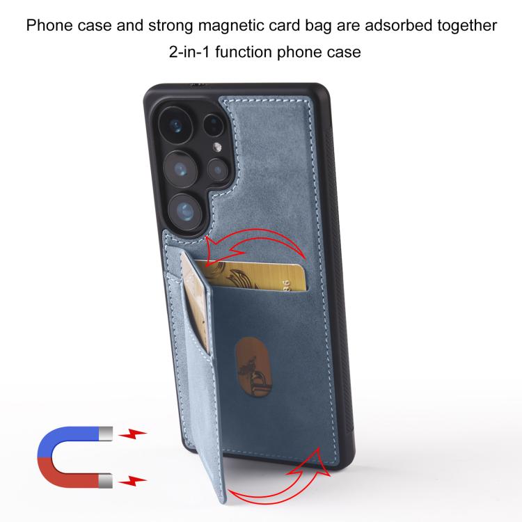 For Samsung Galaxy S25 Ultra 5G Forwenw F8 Series 2 in 1 Magnetic Card Slot Leather Phone Case