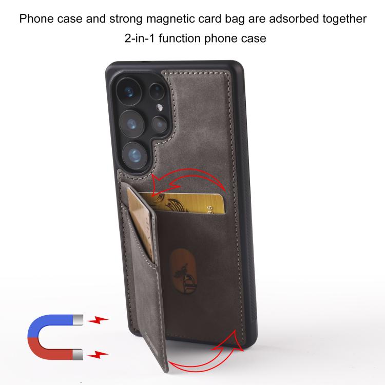For Samsung Galaxy S23 Ultra 5G Forwenw F8 Series 2 in 1 Magnetic Card Slot Leather Phone Case