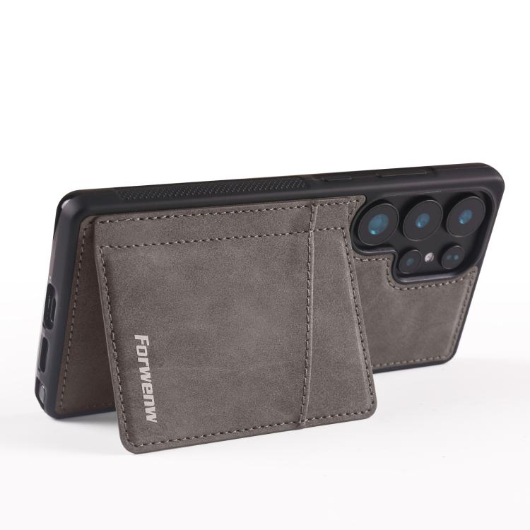 For Samsung Galaxy S22 Ultra 5G Forwenw F8 Series 2 in 1 Magnetic Card Slot Leather Phone Case