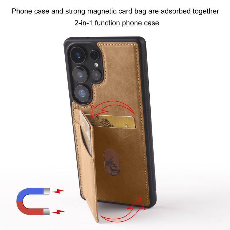 For Samsung Galaxy S22 Ultra 5G Forwenw F8 Series 2 in 1 Magnetic Card Slot Leather Phone Case