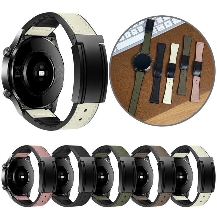 20mm T-Shaped Fold Magnetic Buckle Silicone PU Watch Band