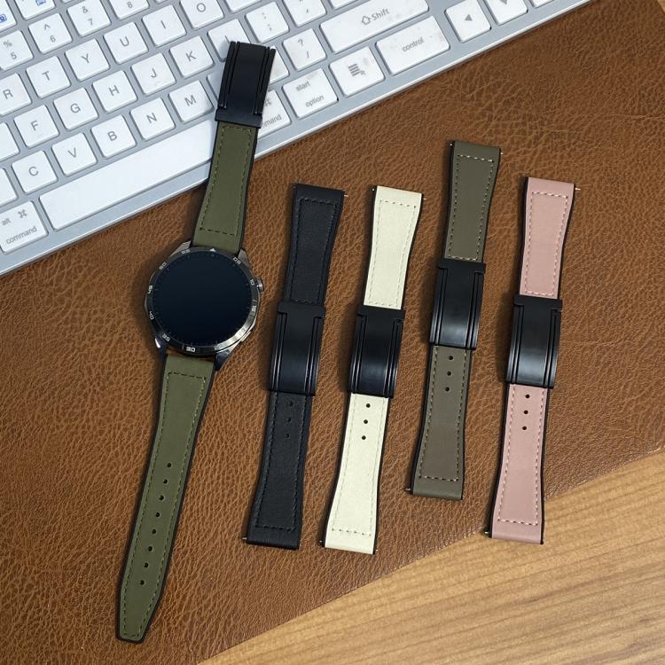 20mm T-Shaped Fold Magnetic Buckle Silicone PU Watch Band