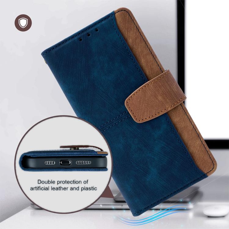 For iPhone 11 Pro Max Color Stitching Skin Feel Leather RFID Blocking Phone Case