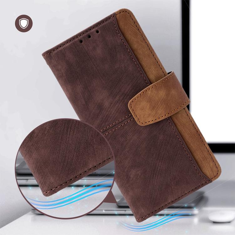 For iPhone 17 Color Stitching Skin Feel Leather RFID Blocking Phone Case