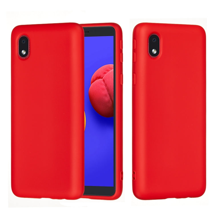 For Samsung Galaxy A01 Core Solid Color Liquid Silicone Dropproof Full Coverage Protective Case